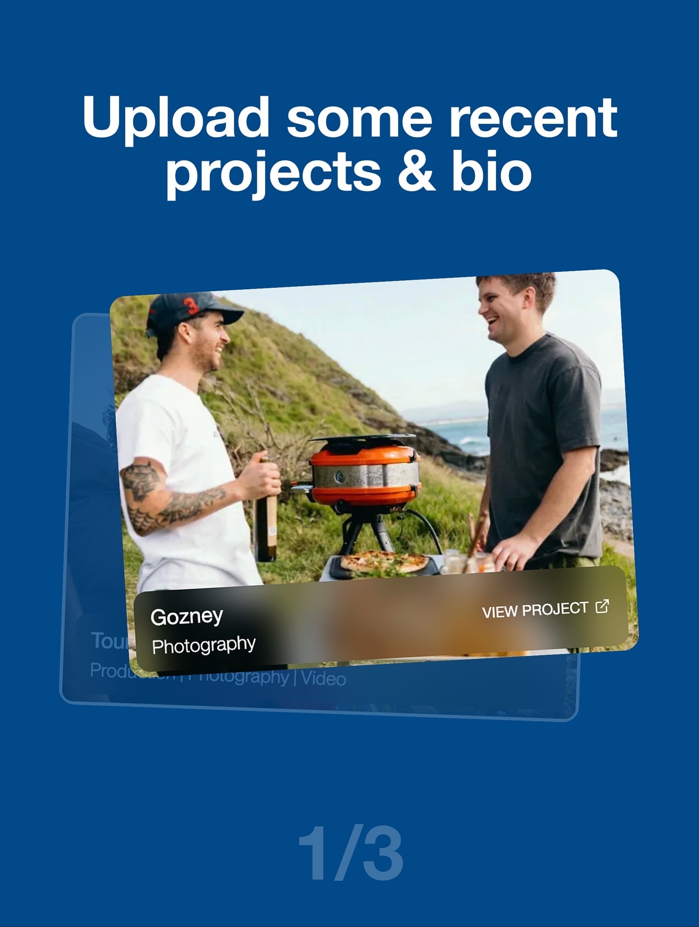 Step one: upload some recent projects and a bio